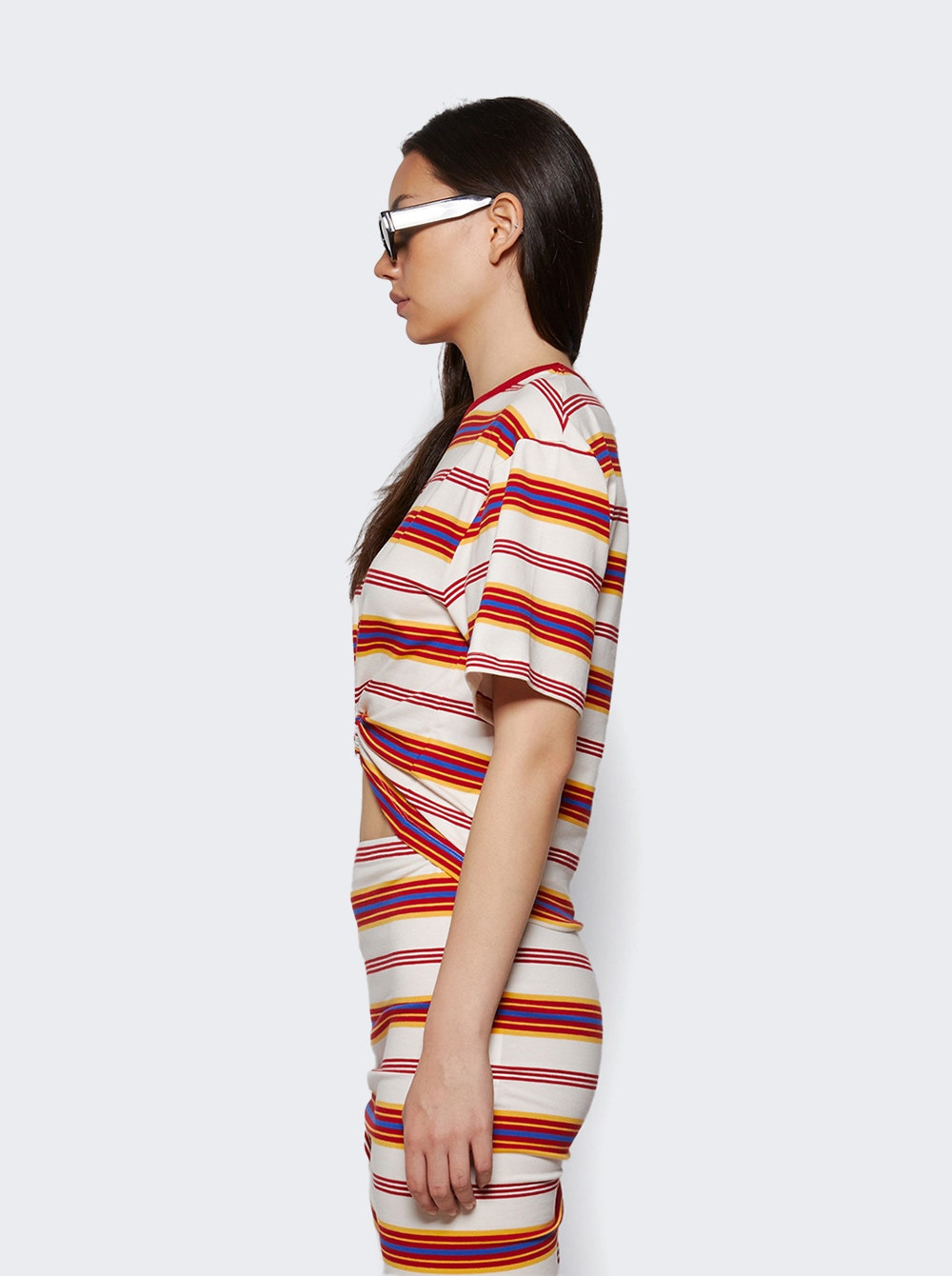 Cropped T-shirt Cream And Orange Stripes - 3