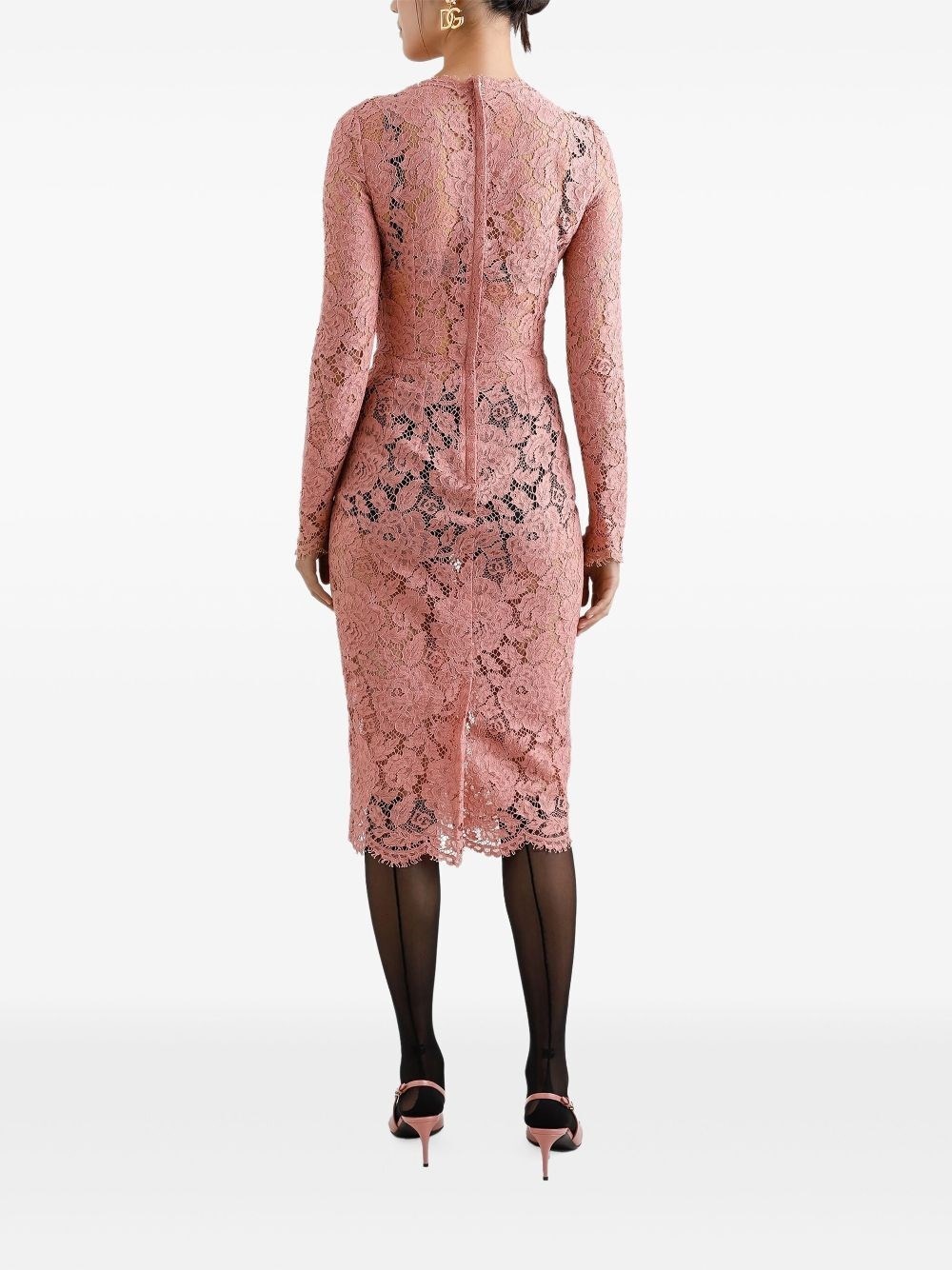 Dolce & Gabbana Branded Floral Cardonetto Lace Sheath Dress
