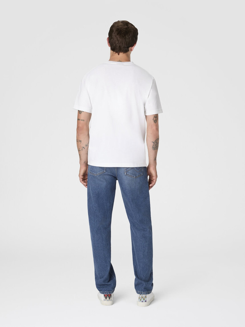 Crew-neck cotton T-shirt with irregular zigzag print 3