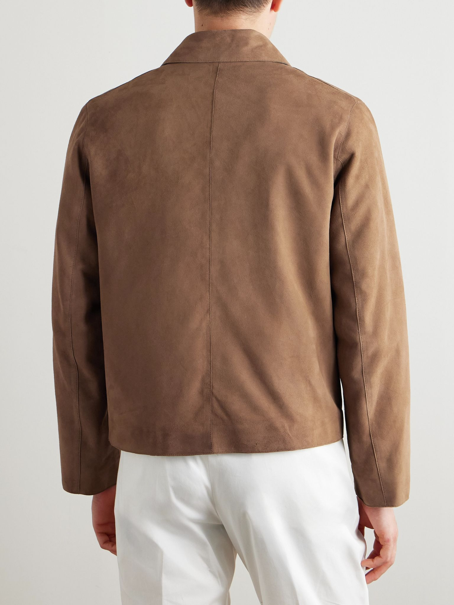 Suede Bomber Jacket Beige - 4