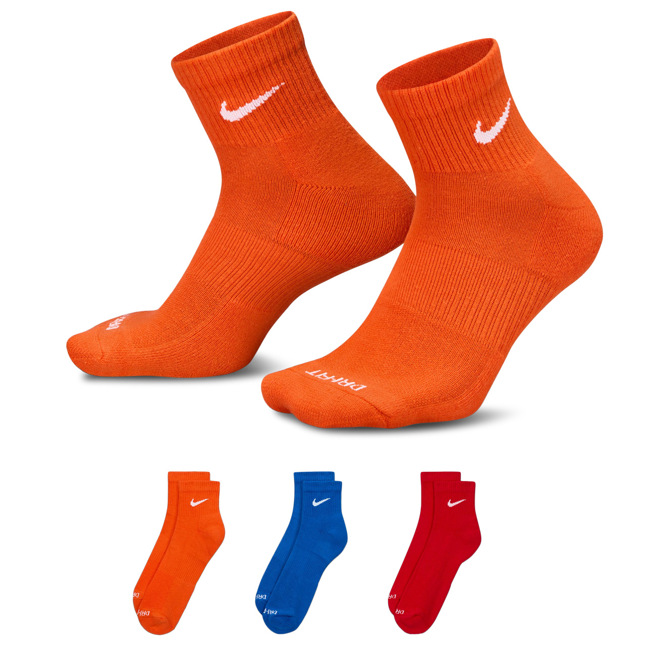 Nike Mens Nike 3 Pack Dri-FIT Plus Quarter Socks - 1