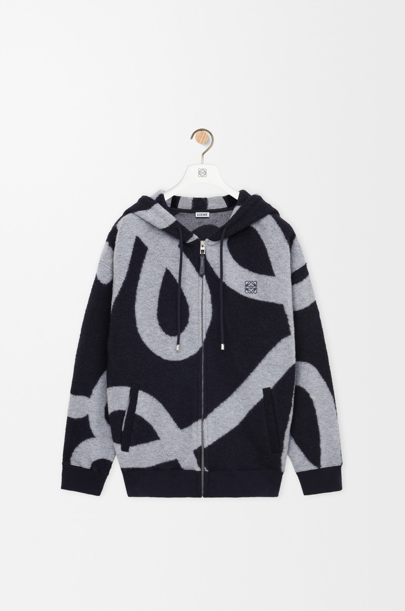 Zip-up hoodie in wool and cotton 1