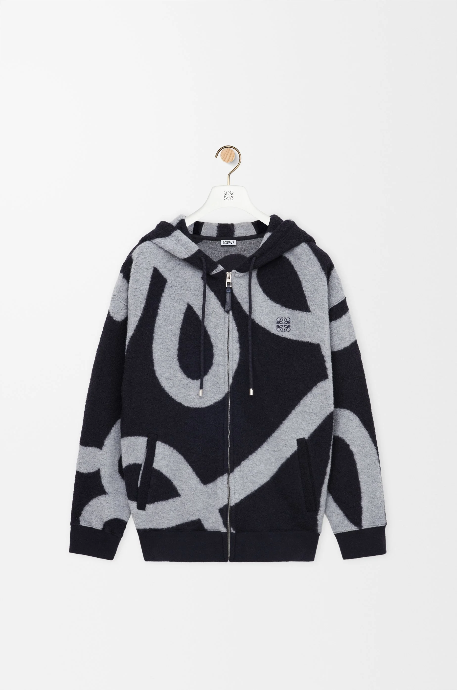 Zip-up hoodie in wool and cotton - 1