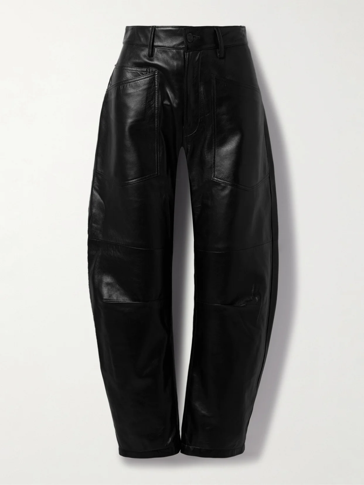 Shon Leather Barrel-leg Pants - 1