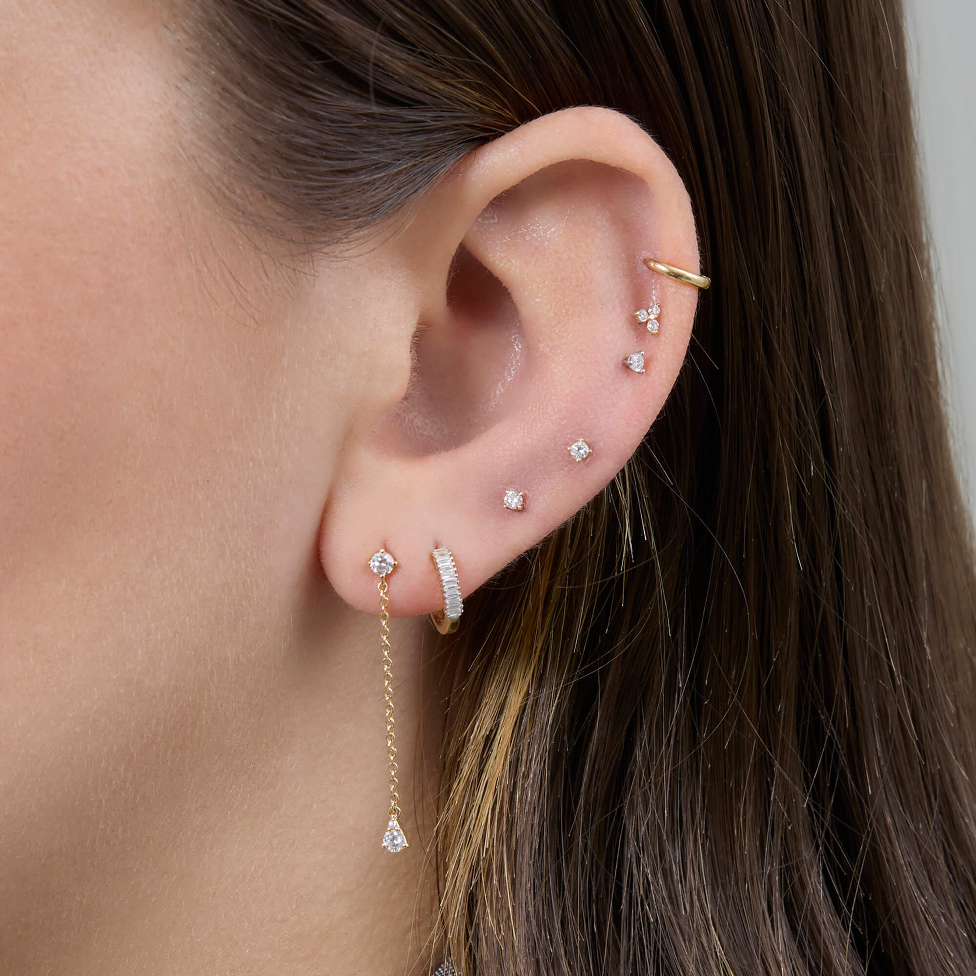 Perfect Pear Diamond Line Drop Earrings - 5