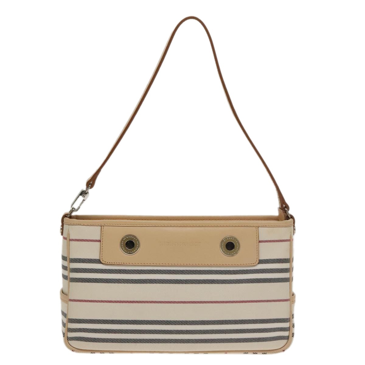 Burberry Nova Check Shoulder Bag Canvas Leather Beige White - 2