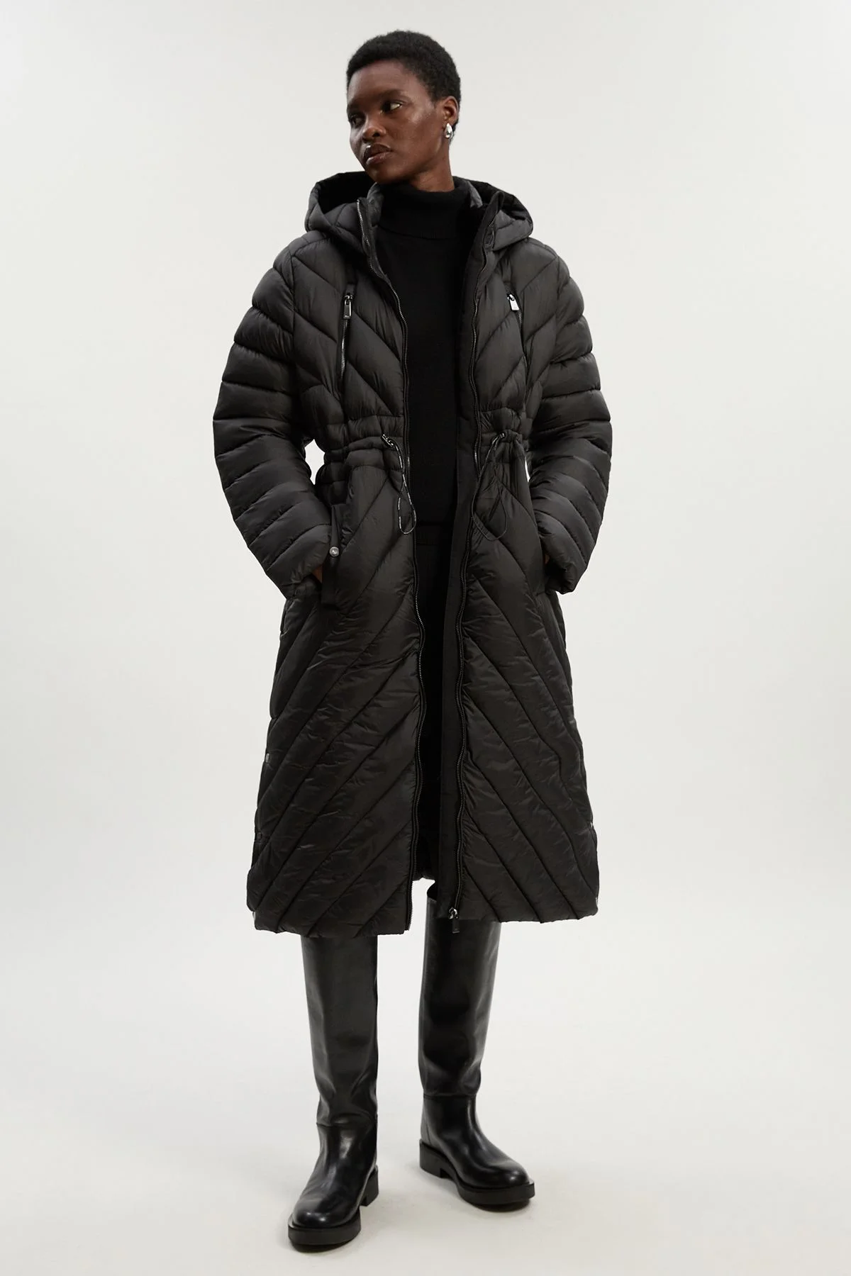 Petite Lightweight Knee Length Packable Coat - 1