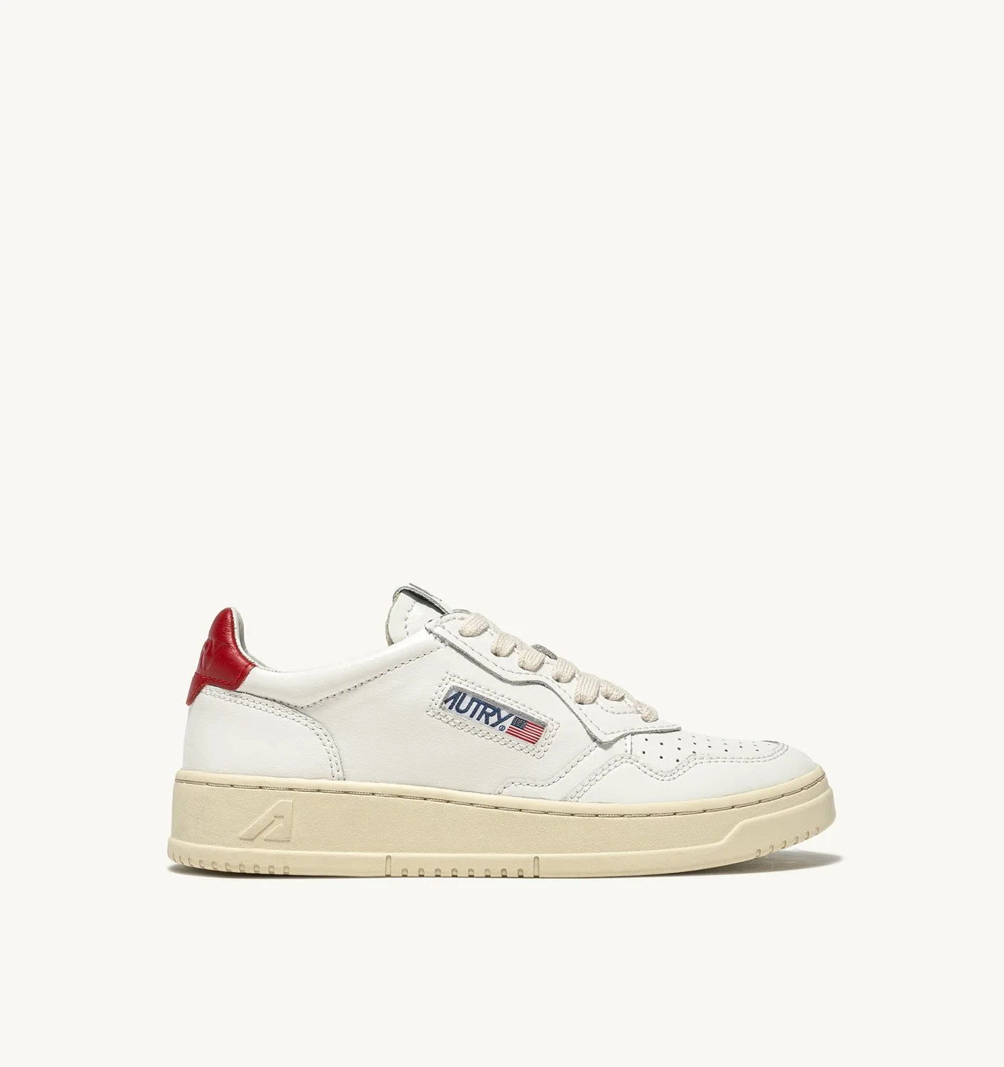 MEDALIST LOW SNEAKERS IN WHITE AND RED LEATHER - 1
