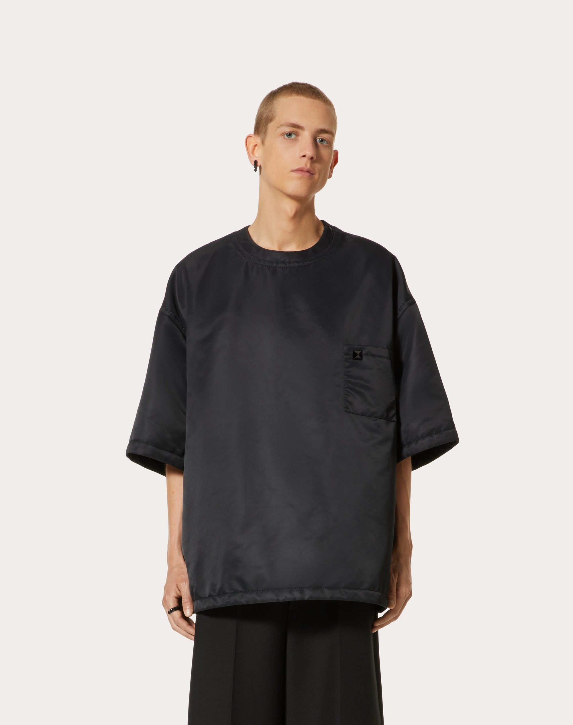 NYLON T-SHIRT WITH STUD DETAIL - 3