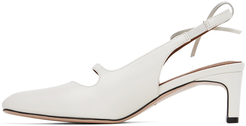 White Side Bow Square Toe Heels 3