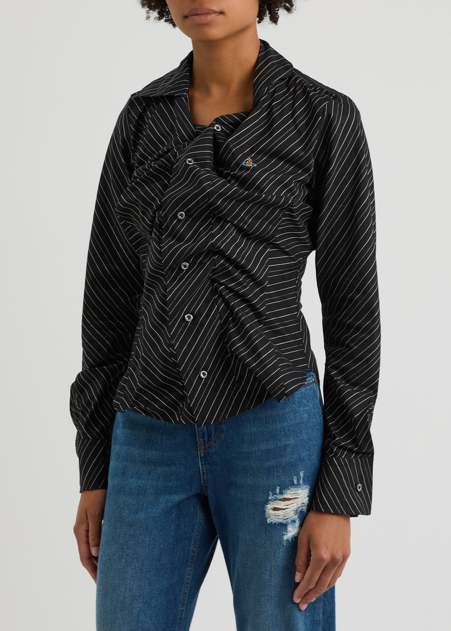 Vivienne Westwood Drunken Striped Gathered Cotton Shirt - 2