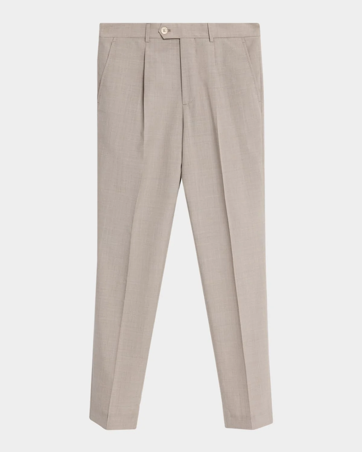 Men's Virgin Wool Leisure-Fit Pleated Trousers - 1
