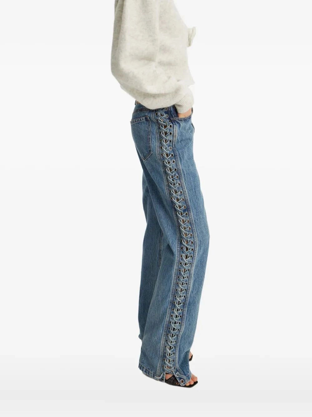 Rotate Women Laced Straight Leg Jeans - 4