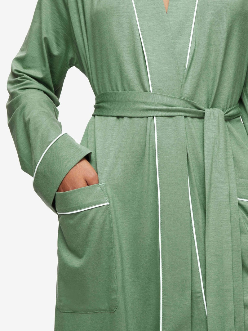 Women's Dressing Gown Lara Micro Modal Stretch Sage Green - 4