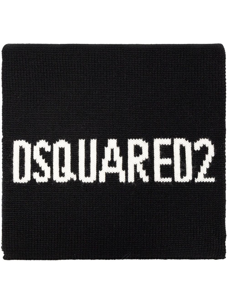 logo intarsia-knit wool scarf 1