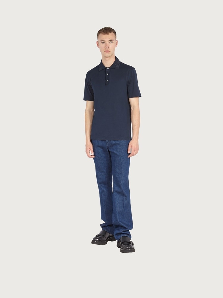 POLO WITH EMBROIDERED COLLAR - 4