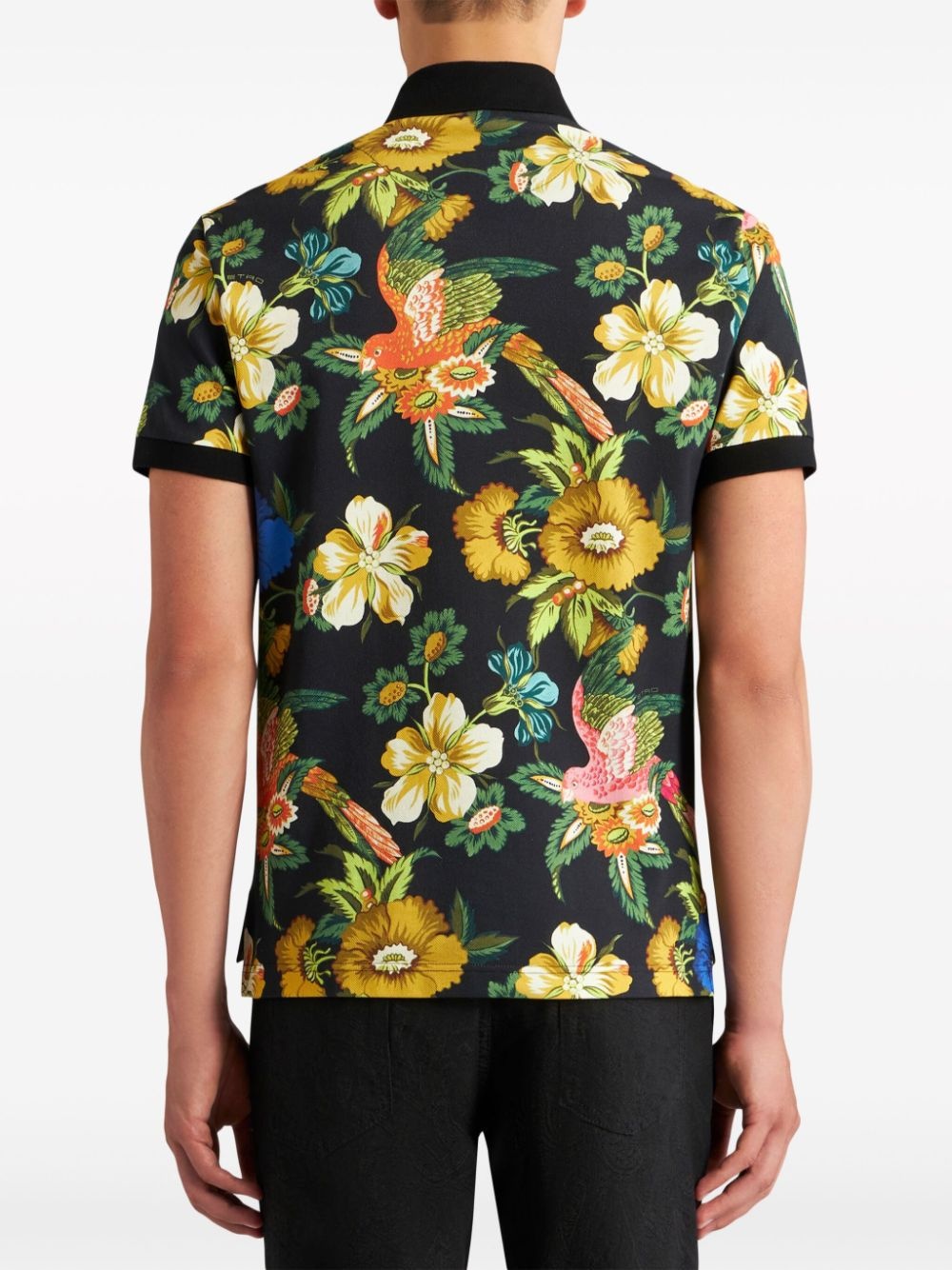 floral-print cotton polo shirt - 3