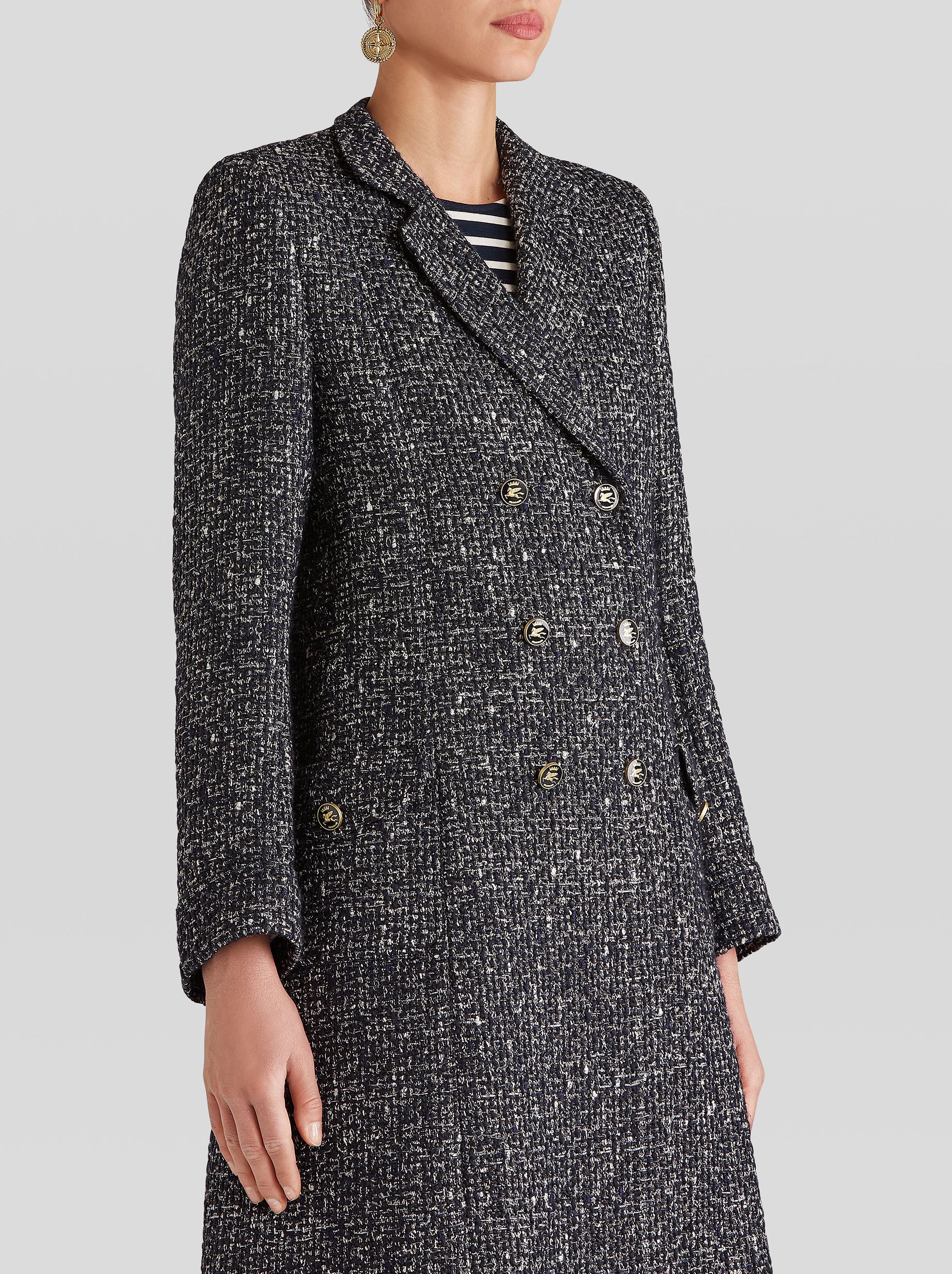 BOUCLÉ OVERCOAT WITH PEGASO BUTTONS - 2