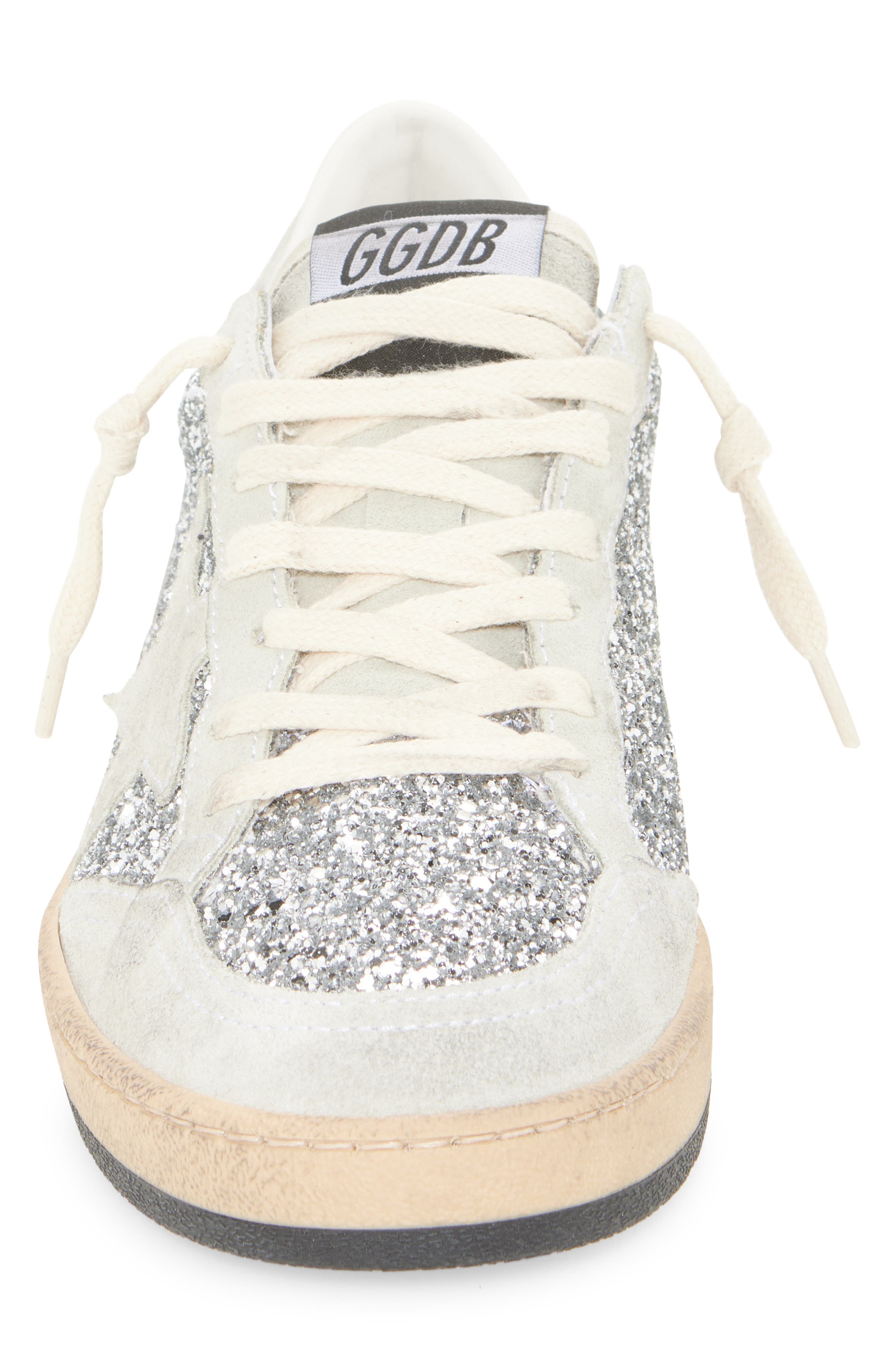 Golden Goose Ball Star Glitter Sneaker in Silver/Ice at Nordstrom - 4