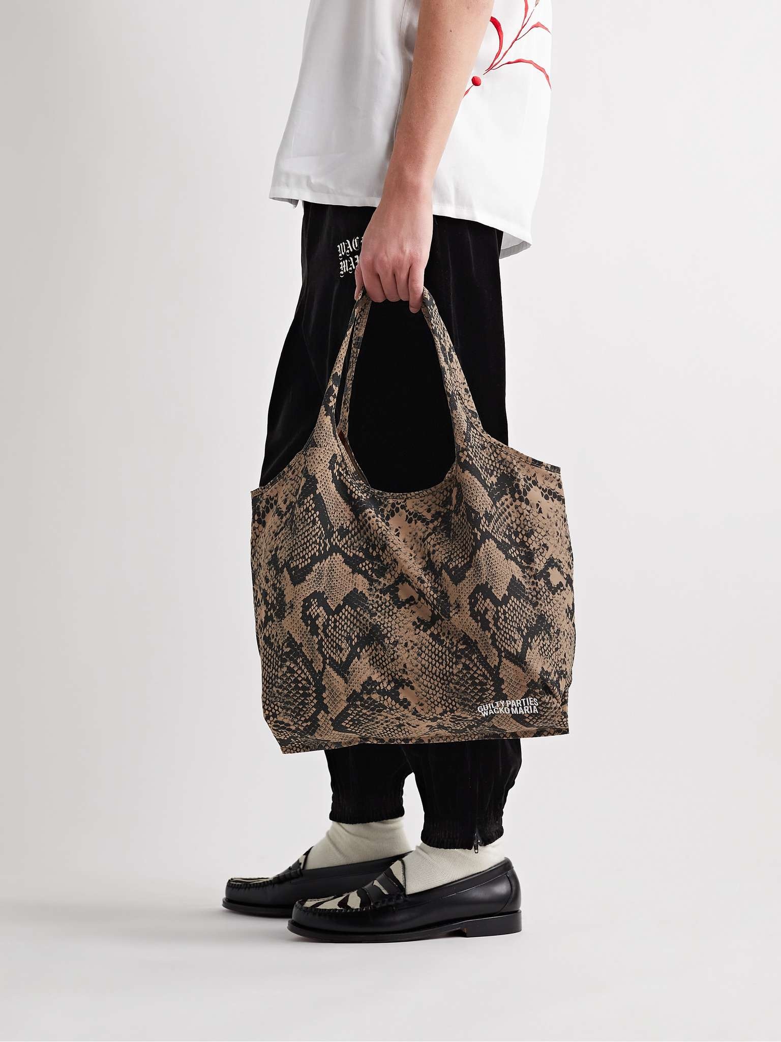 Packable Snake-Print Shell Tote Bag - 2