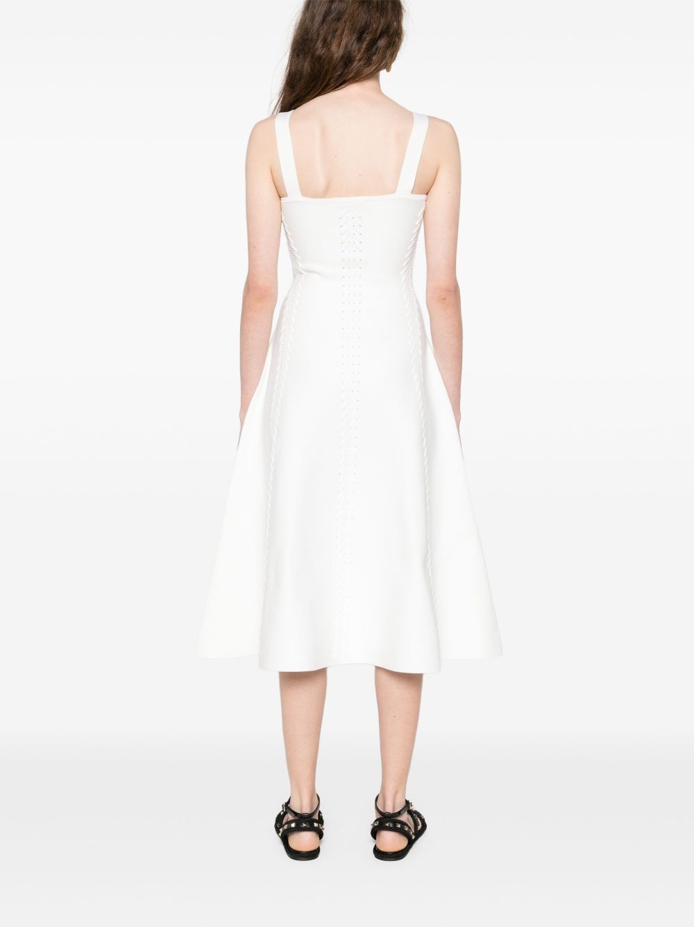 perforated-design midi dress - 4
