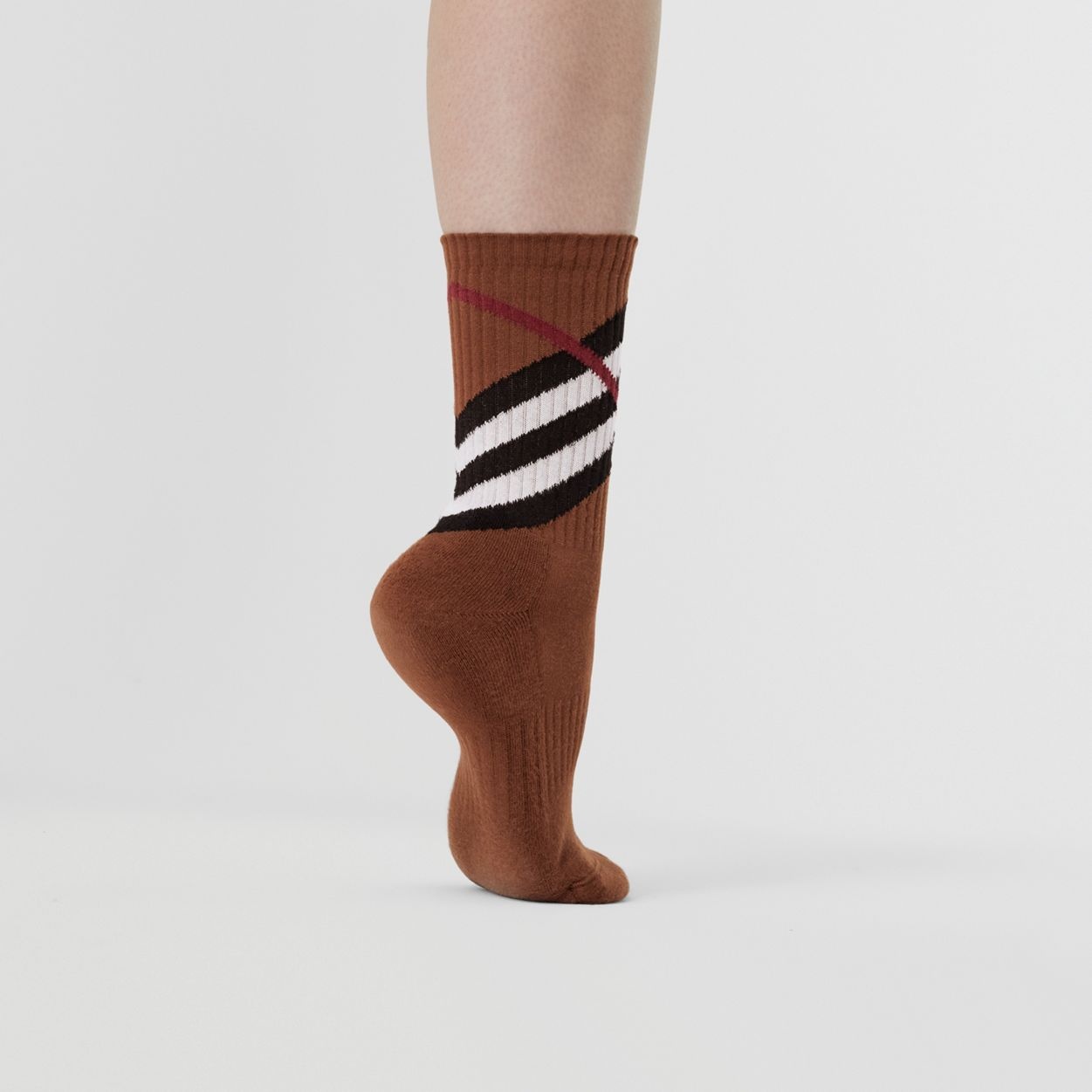 Chevron Check Intarsia Stretch Cotton Socks - 4