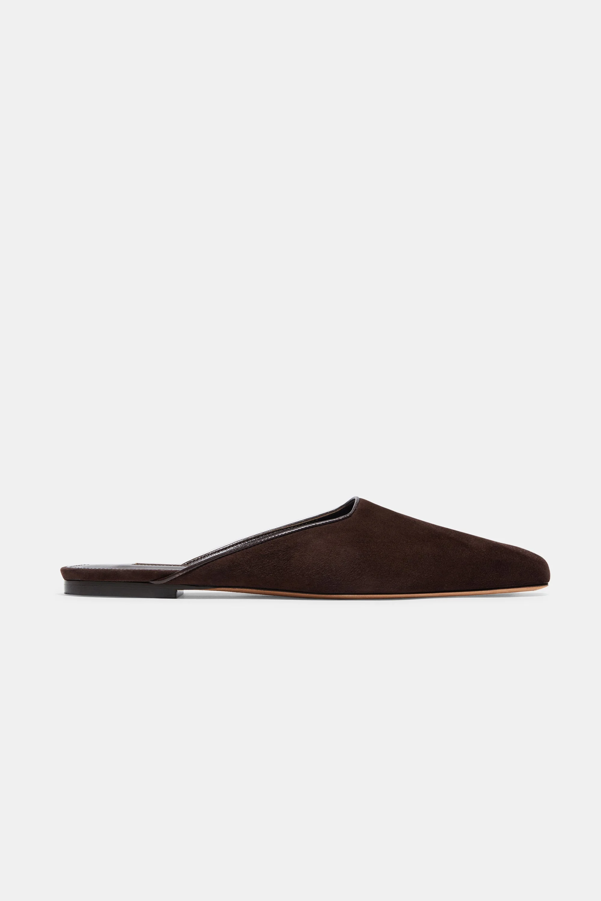 FLAT MULE IN ESPRESSO SUEDE - 1