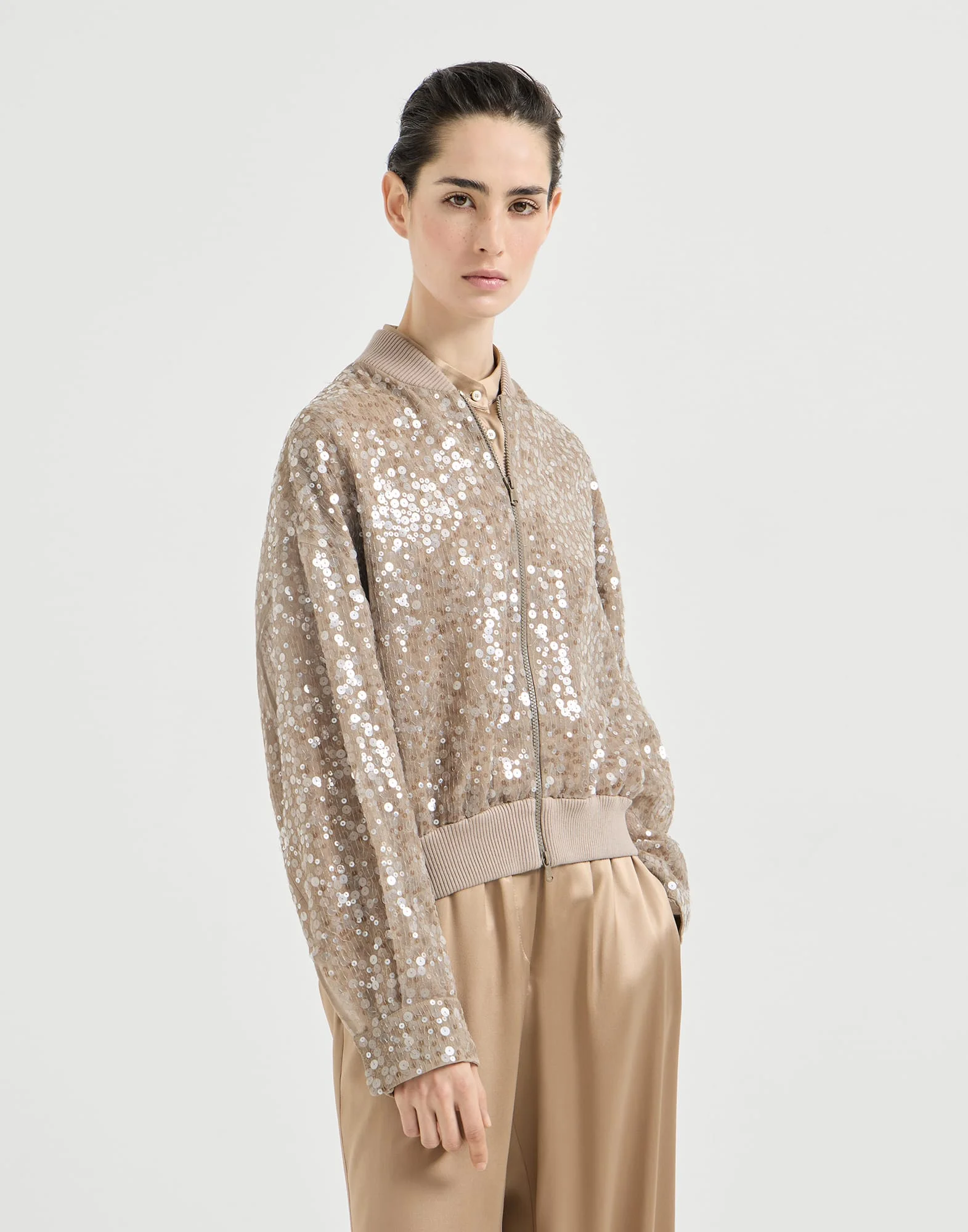 Dazzling mirage embroidery cardigan in crispy silk - 1