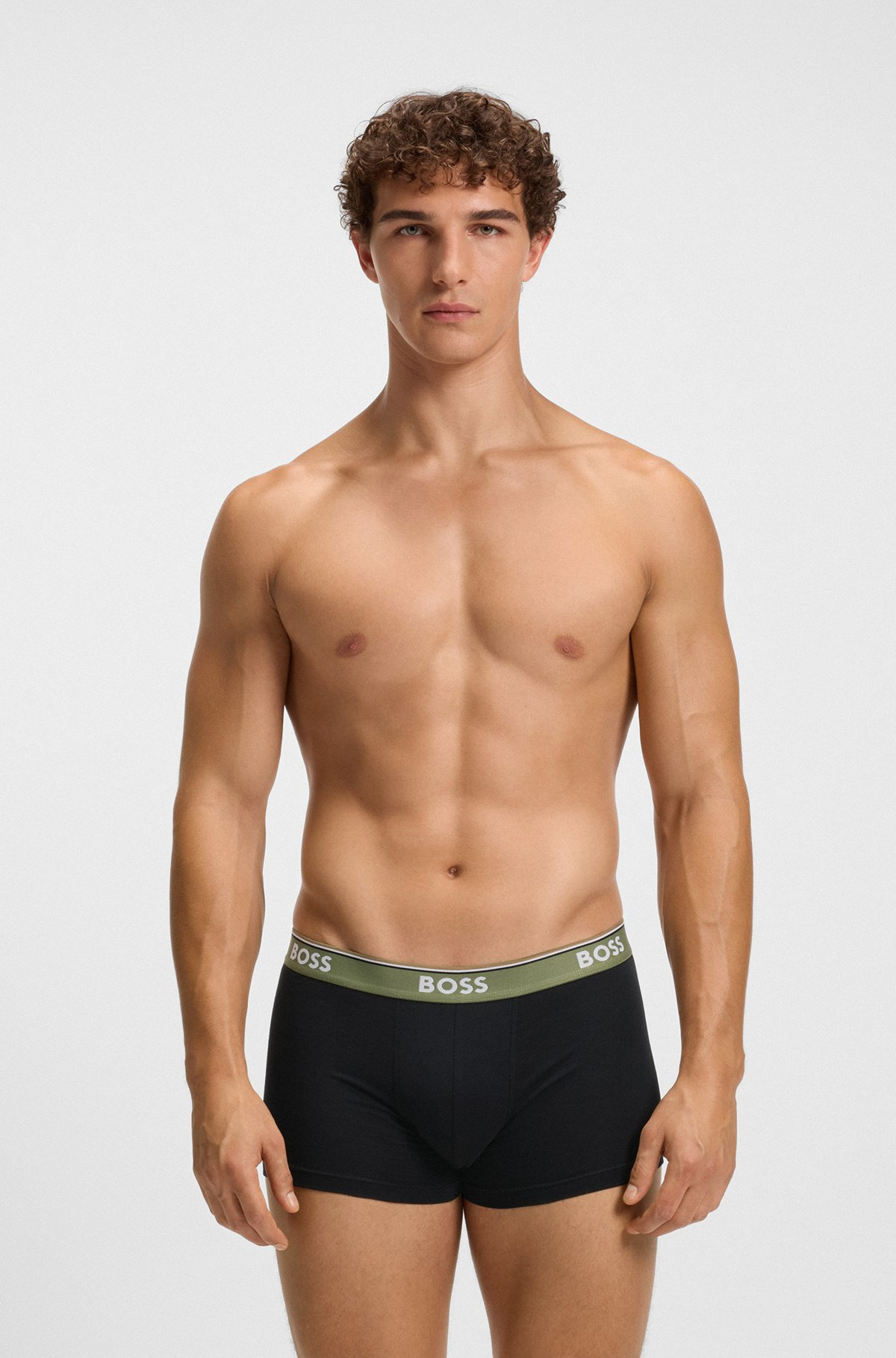 THREE-PACK OF STRETCH-COTTON TRUNKS WITH LOGO WAISTBAND - 6