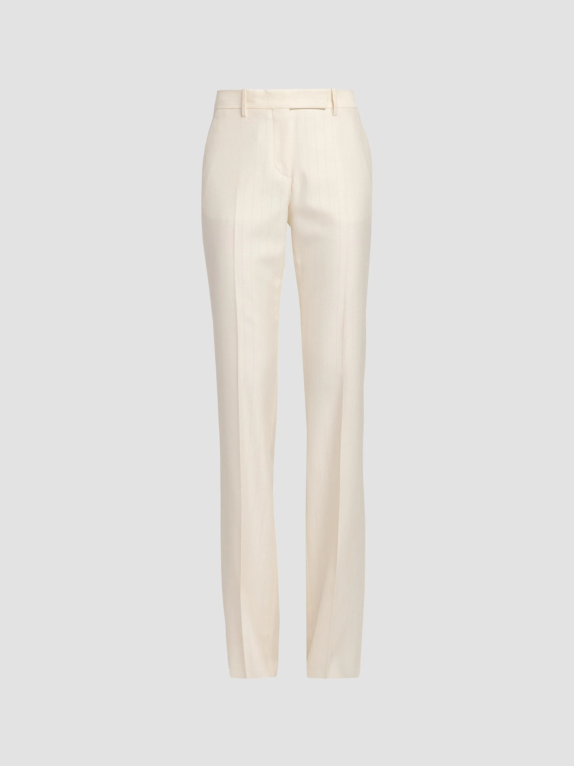 Women's Shadow Striped Wool-Silk Straight-Leg Pants - Yae Cream - 1