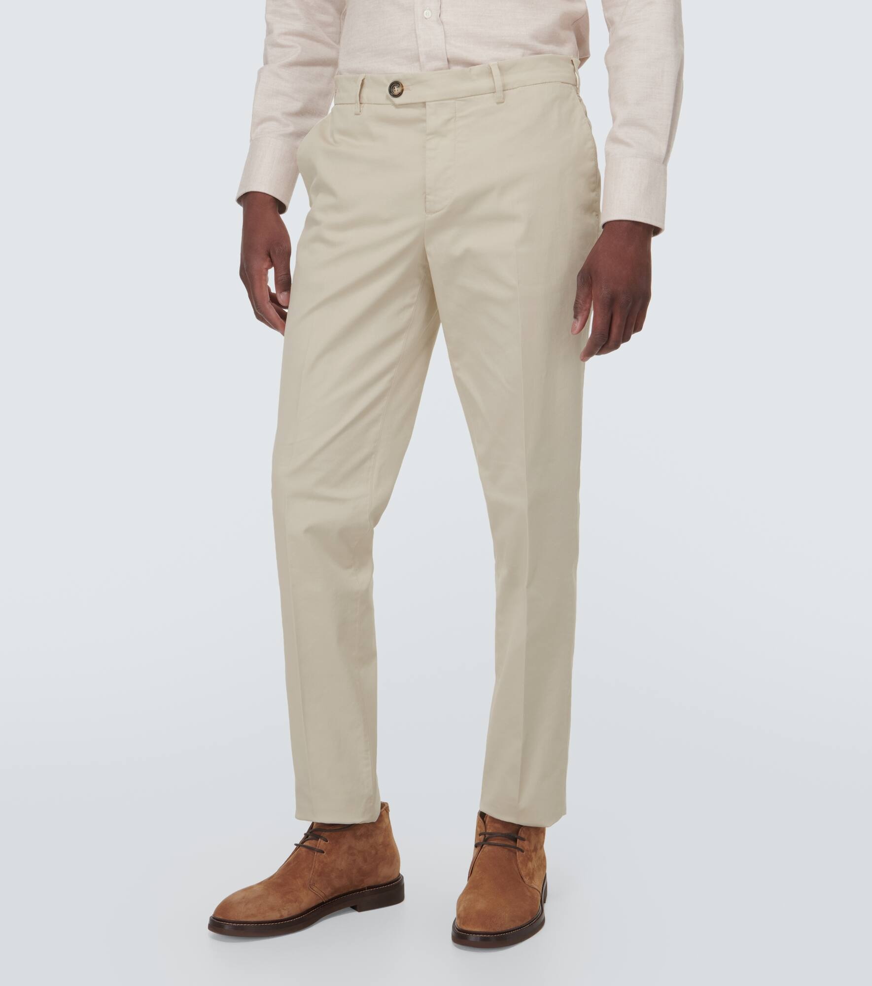 Mid-rise cotton-blend slim pants - 3