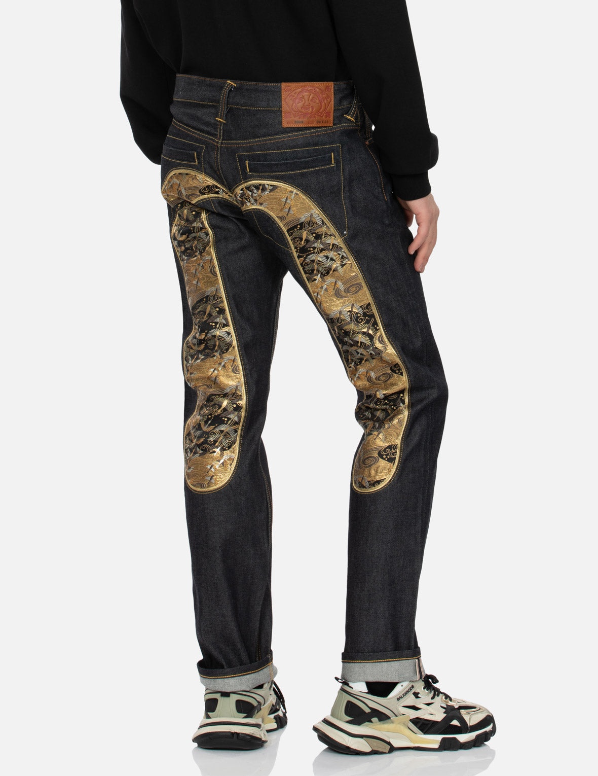 Crane Embrodiery Brocade Daicock Regular Straight Fit Jeans #2008 - 7