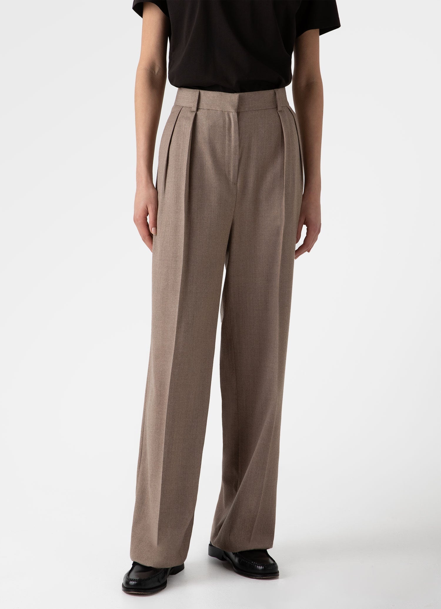 Pleated Wool Flannel Trouser - 1
