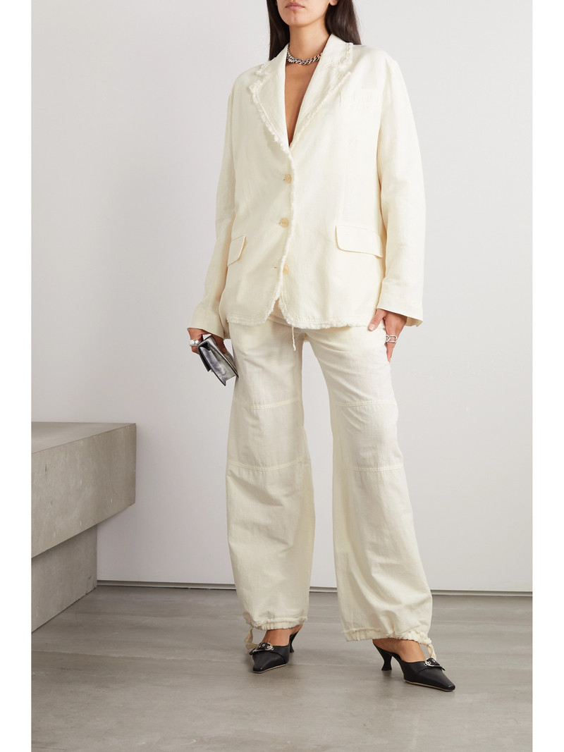 Acne Studios Frayed Cotton And Linen-blend Wide-leg Pants outlook