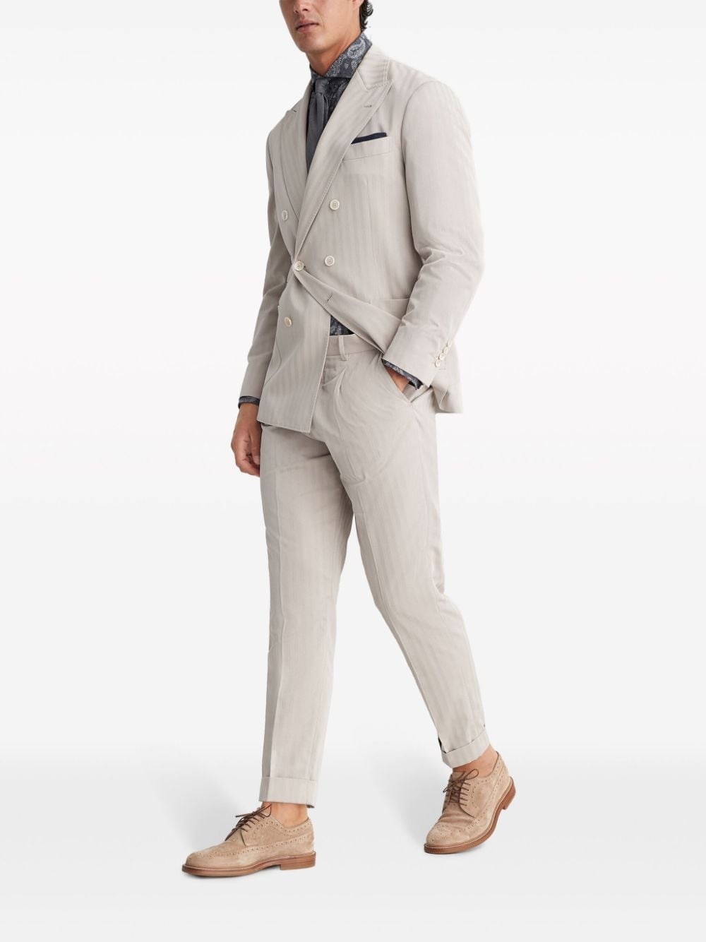 striped double-breasted blazer - 6