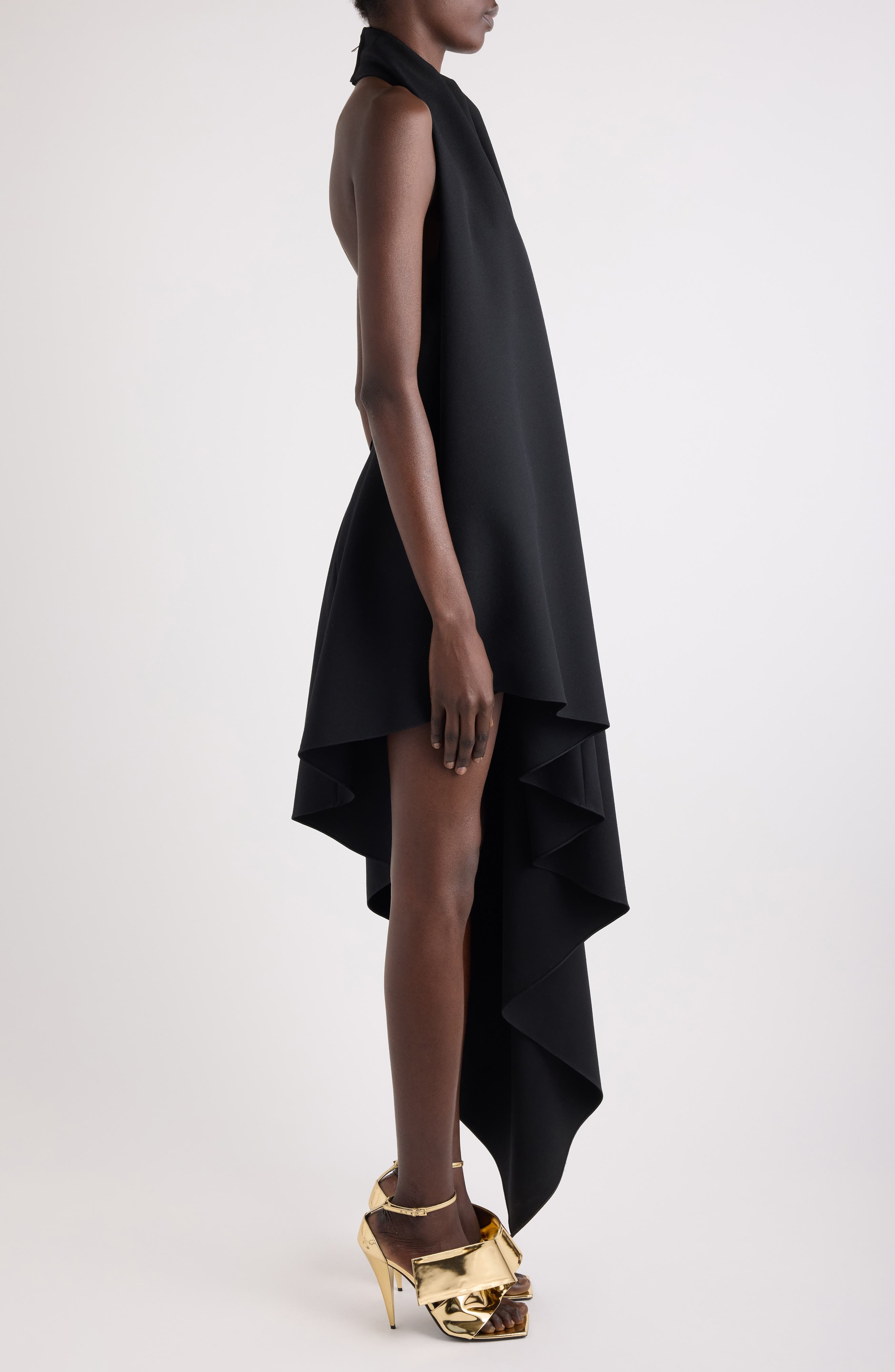 Givenchy Wool Asymmetric Halter Dress in Black at Nordstrom - 4