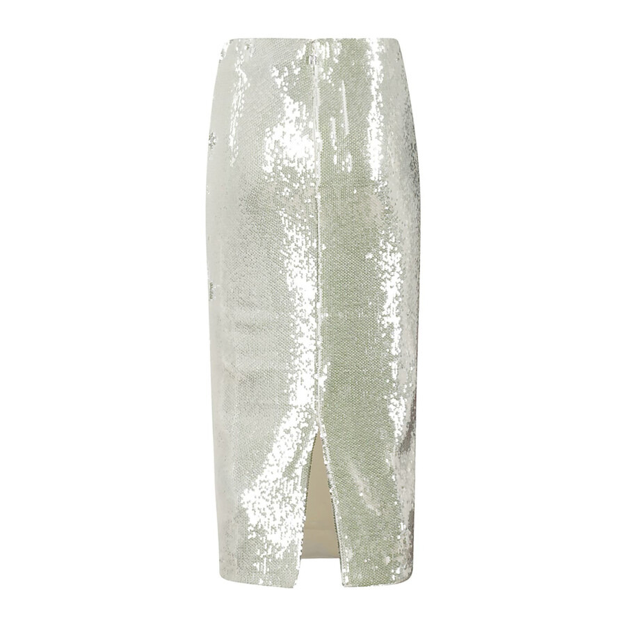 Rotate Ladies Bright White Sequined Midi Pencil Skirt - 6