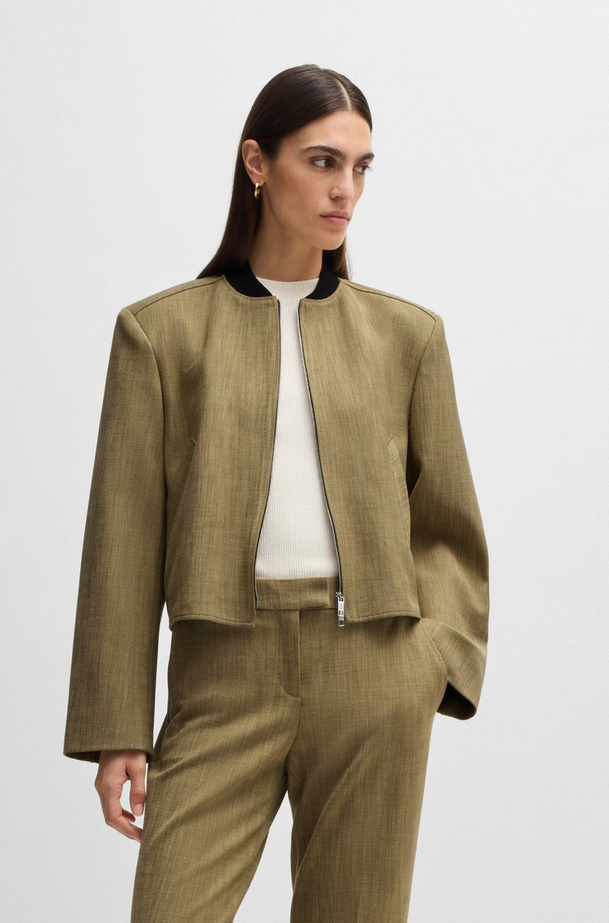 RELAXED-FIT JACKET IN HERRINGBONE STRETCH FABRIC - 2