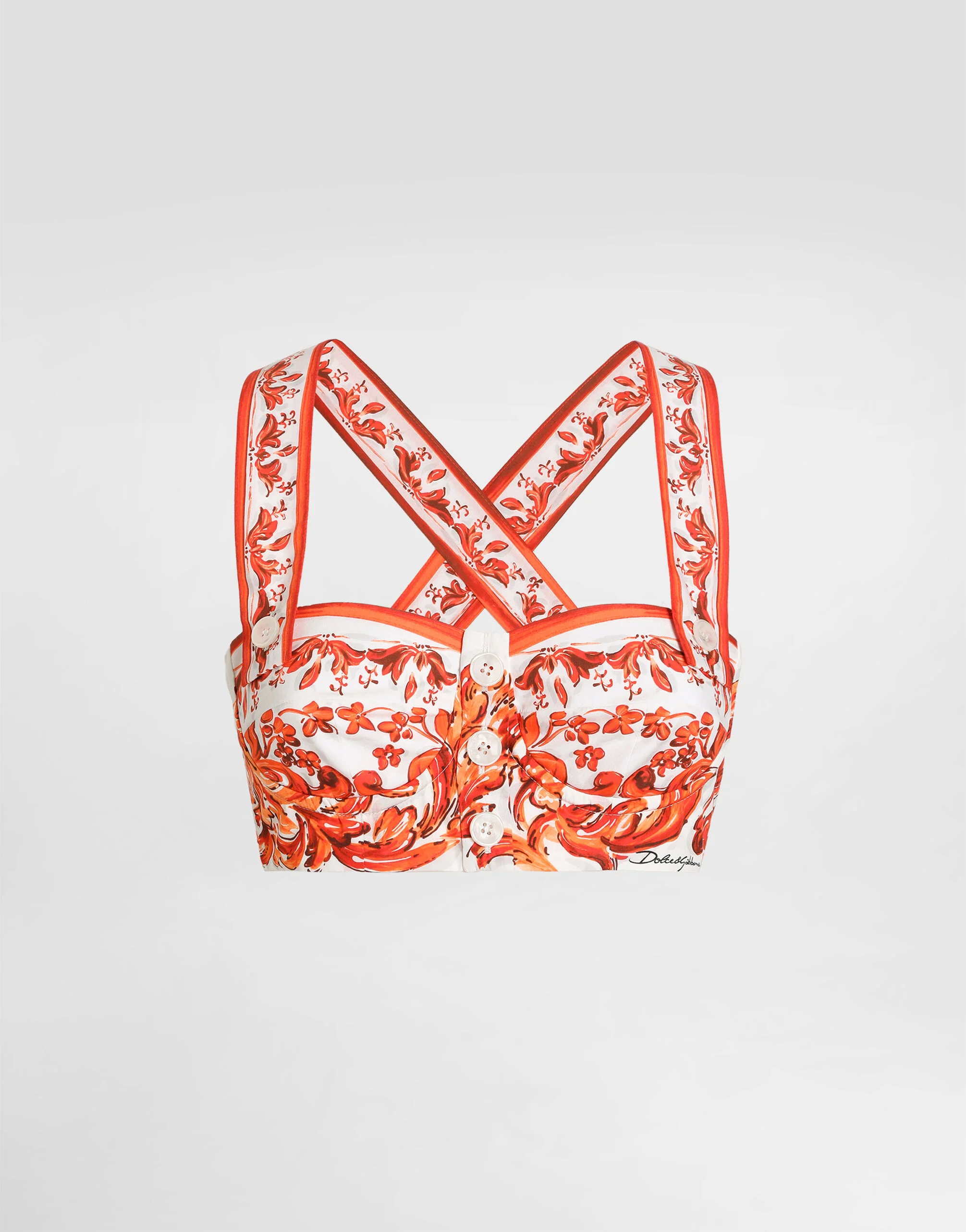 Majolica-print poplin bustier top - 1