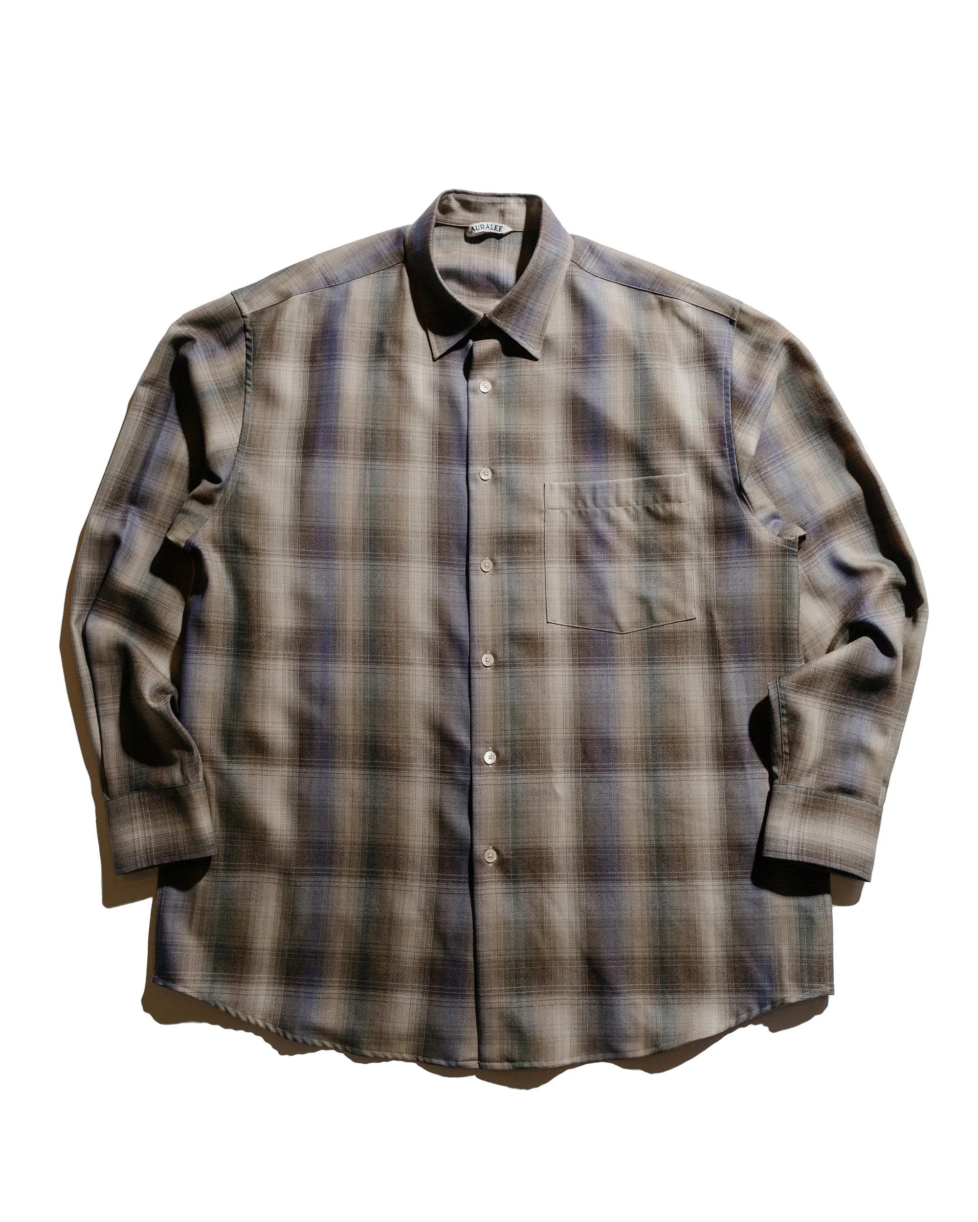 Super Light Wool Check Shirt Brown Blue Check - 1
