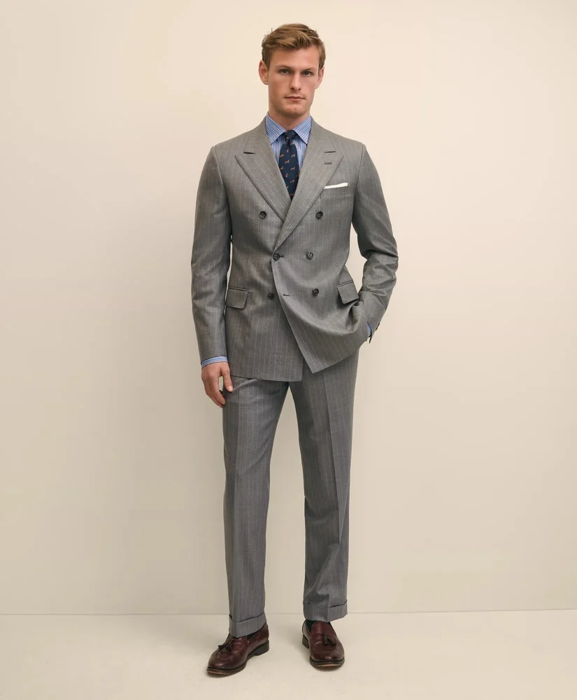 Classic Fit Double-Breasted Wool Pinstripe 1818 Suit - 1