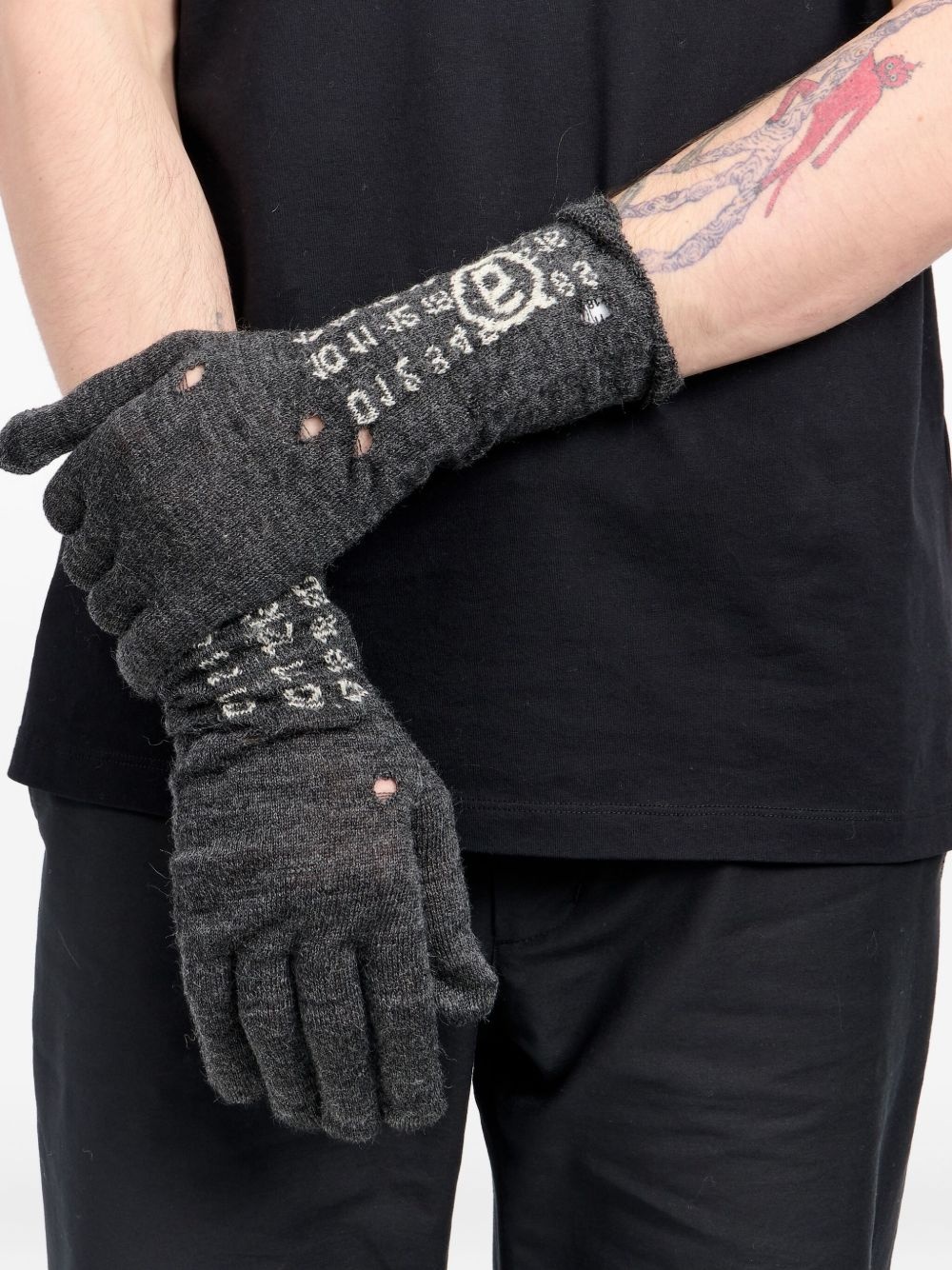 numbers-motif gloves - 5