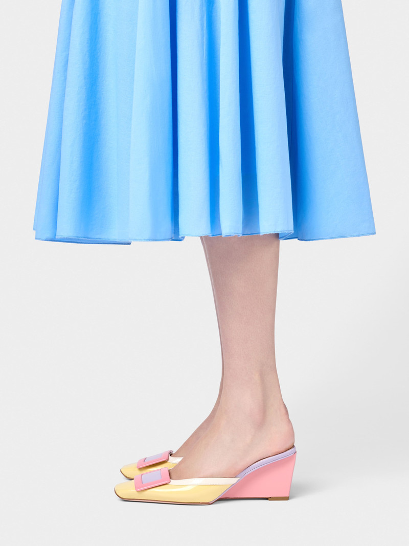 Roger Vivier Belle Vivier Wedge Mules in patent leather outlook