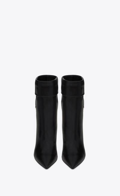 SAINT LAURENT niki booties in smooth leather and silver-tone monogram outlook