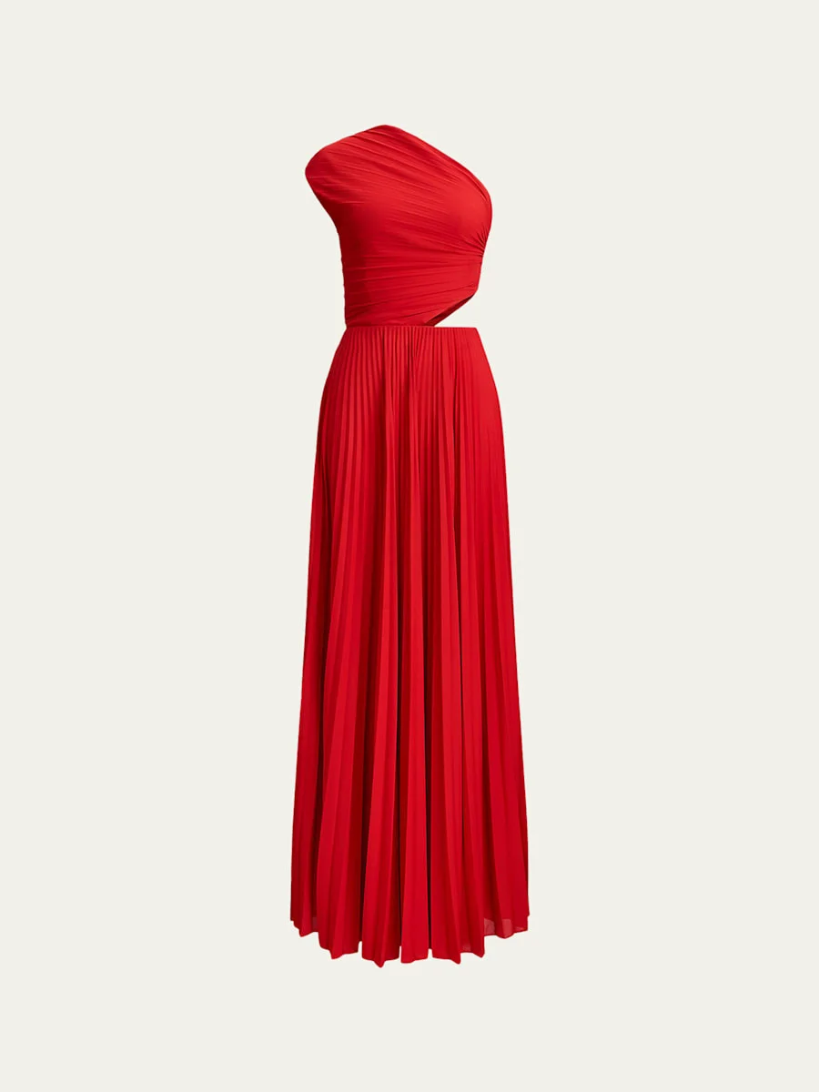 Holin Pleated Jersey One-Shoulder Gown - 1