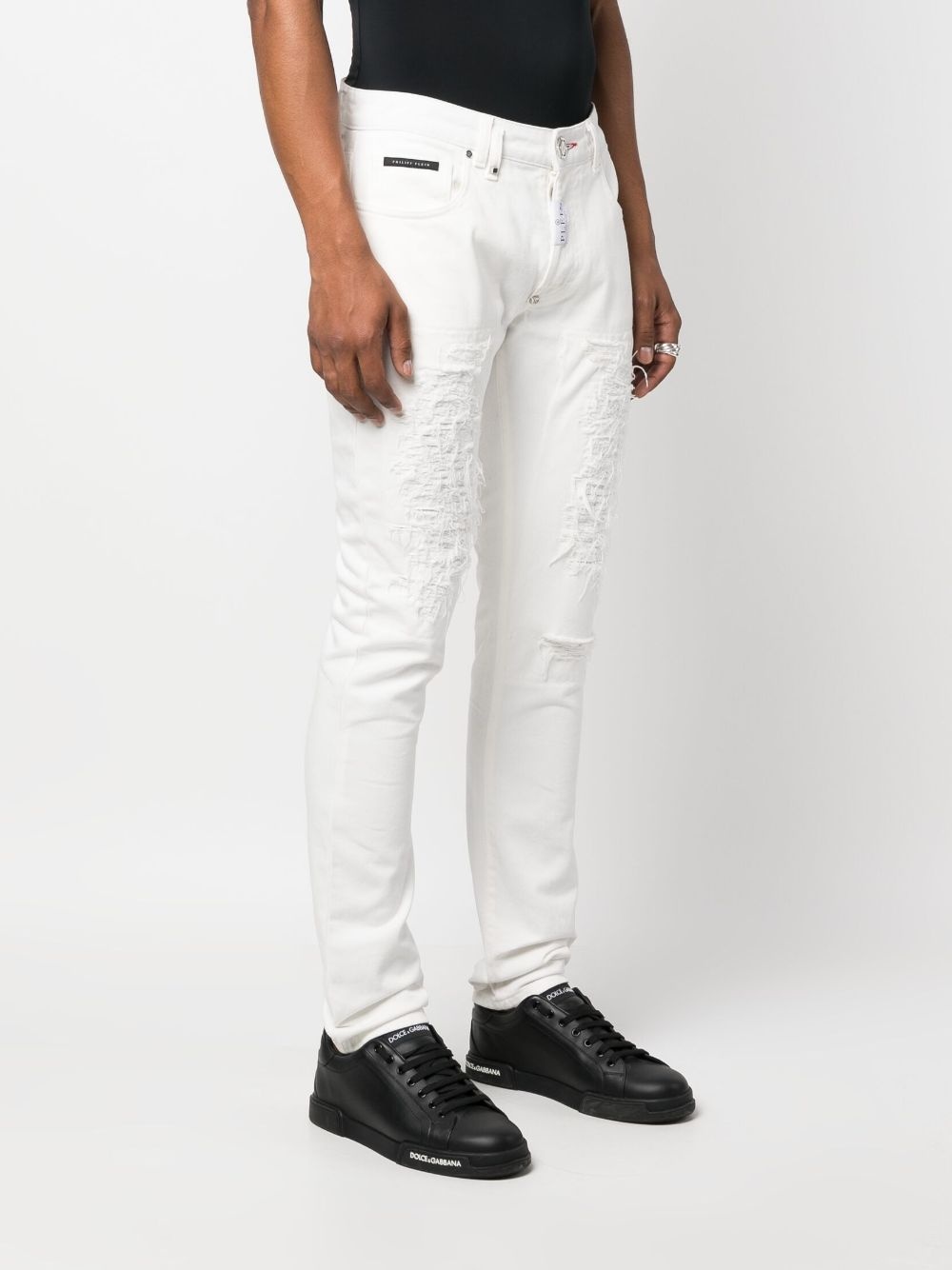 logo-plaque slim-cut trousers - 3