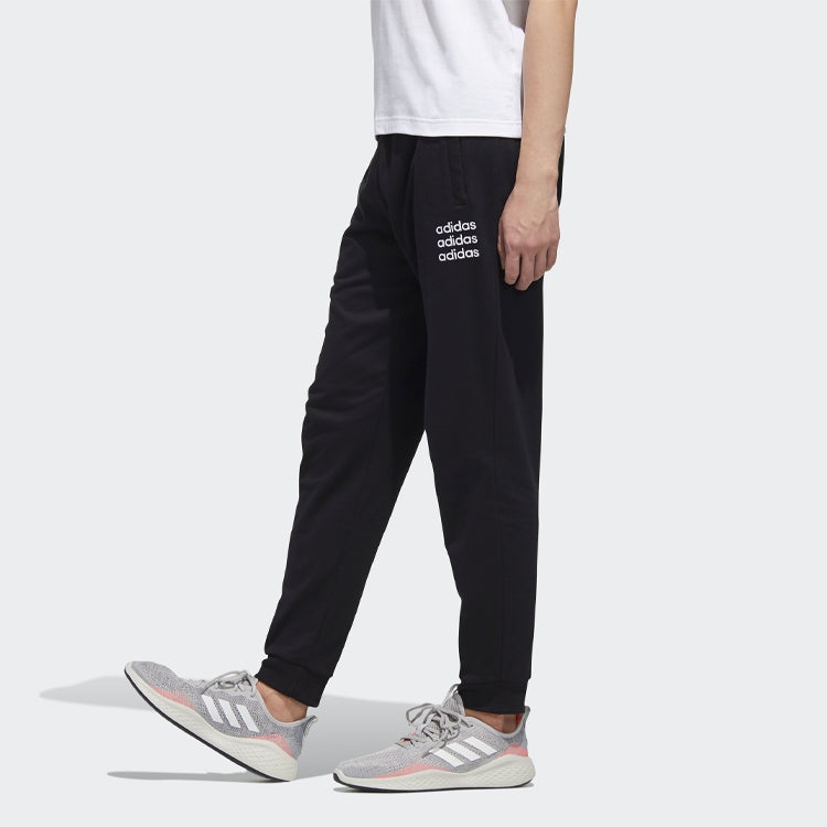 adidas neo Logo Pattern Bundle Feet Casual Sports Pants Black GJ8938 - 5