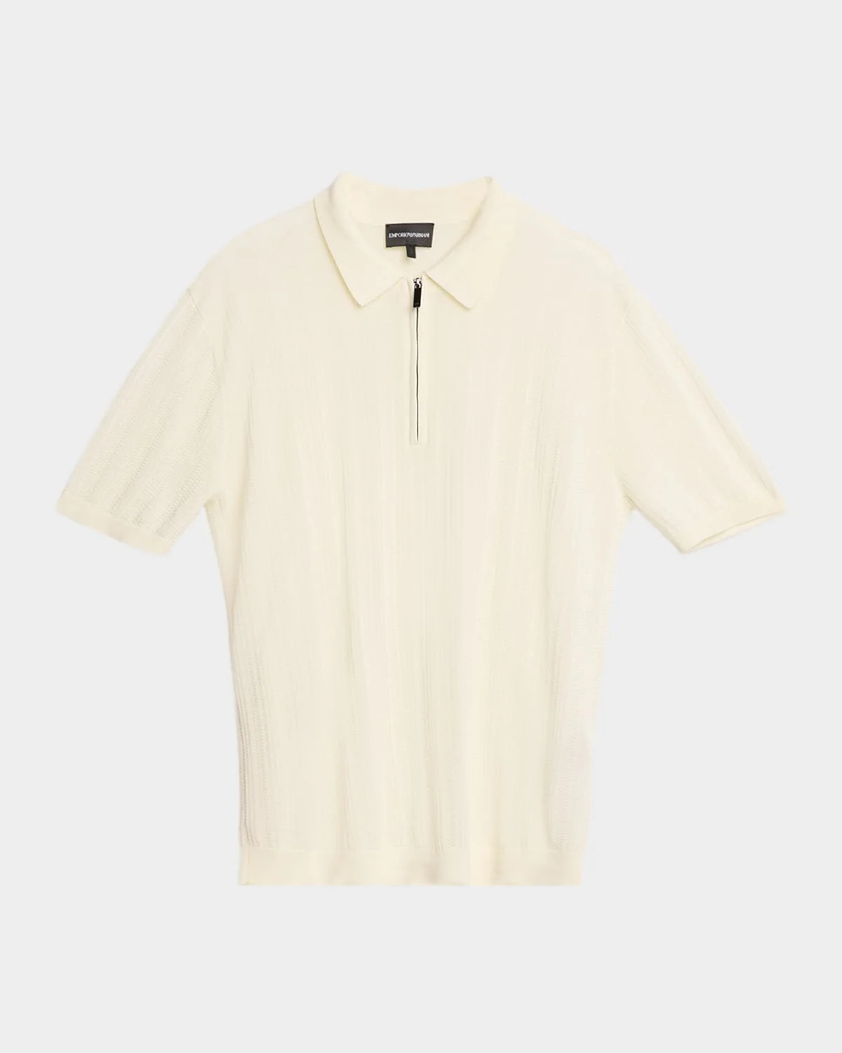Men's Textured Cotton Quarter-Zip Polo Shirt - 1