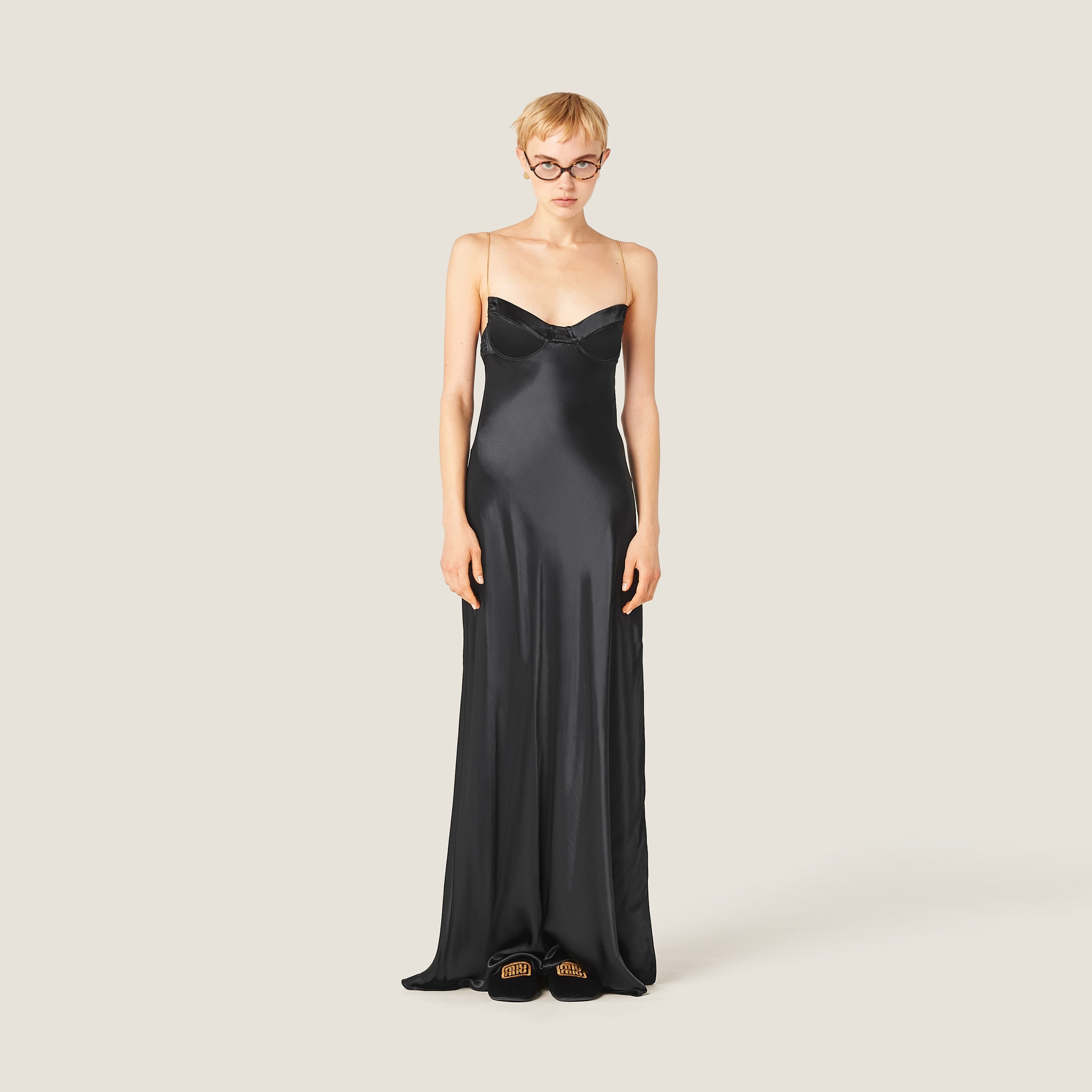 ワンピース MIUMIU BLACK STAIN LONG DRESS Miu Miu Black Stain Long Dress | italist