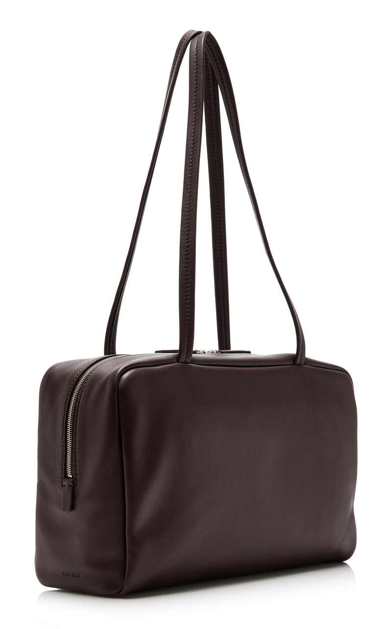 The Row Astra Leather Bowling Bag burgundy outlook